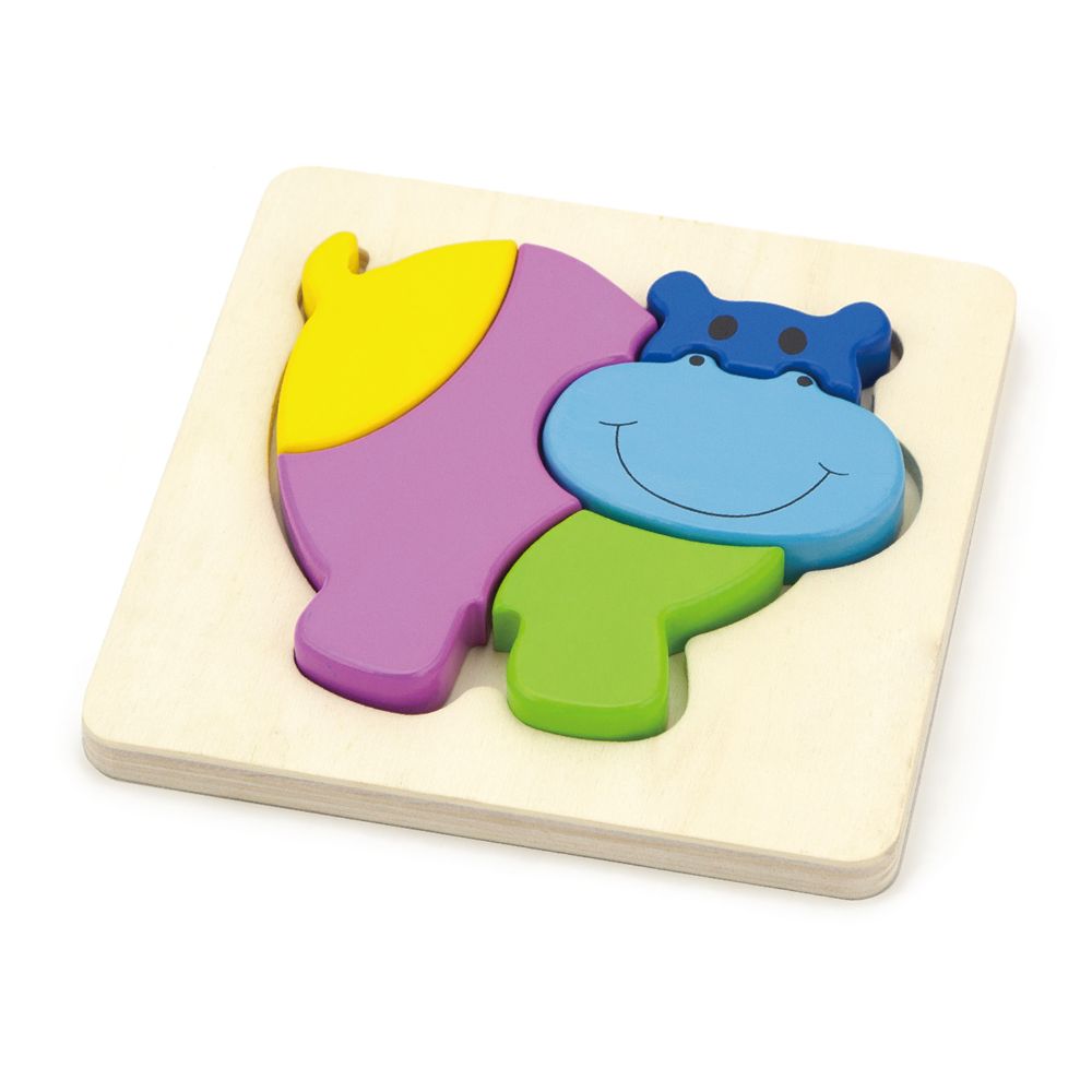 Mini puzzle en bois - Hippopotame - Eveil Montessori Maroc