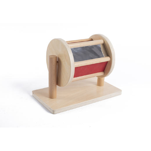 Petit tambour rotatif tactile avec miroir - Eveil Montessori Maroc