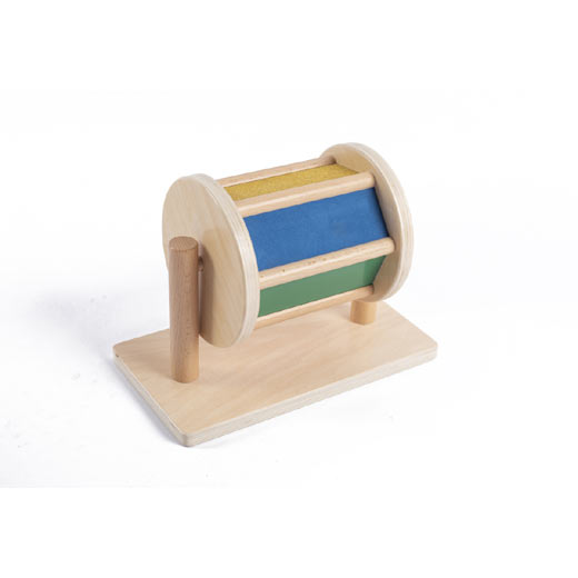 Petit tambour rotatif tactile avec miroir - Eveil Montessori Maroc