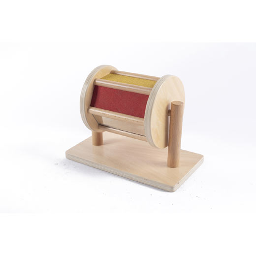 Petit tambour rotatif tactile avec miroir - Eveil Montessori Maroc