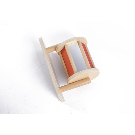 Petit tambour rotatif tactile avec miroir - Eveil Montessori Maroc
