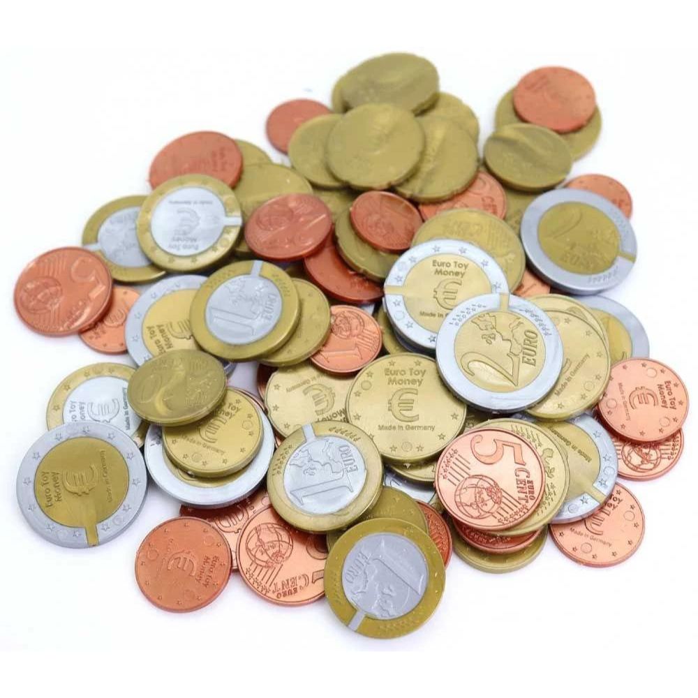 Pièces Euros Factices très réalistes - 80 pièces - Eveil Montessori Maroc