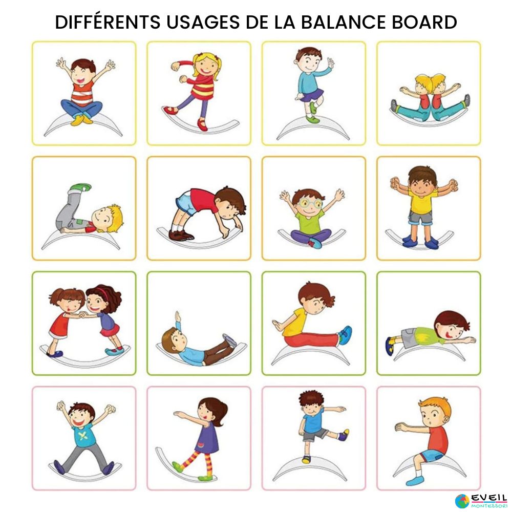 Planche D'équilibre KiddyMoon - Bois Contreplaqué 80x30 Cm - Antidérapante - Pour Enfants Dès 2 Ans