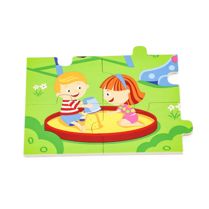 Puzzle éducatif en bois 16 pièces – motricité fine et apprentissage ludique- Eveil Montessori Maroc