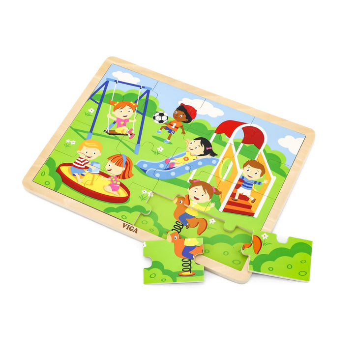 Puzzle en bois 16 pièces Parc d’attractions – Jeu éducatif Montessori - Eveil Montessori Maroc