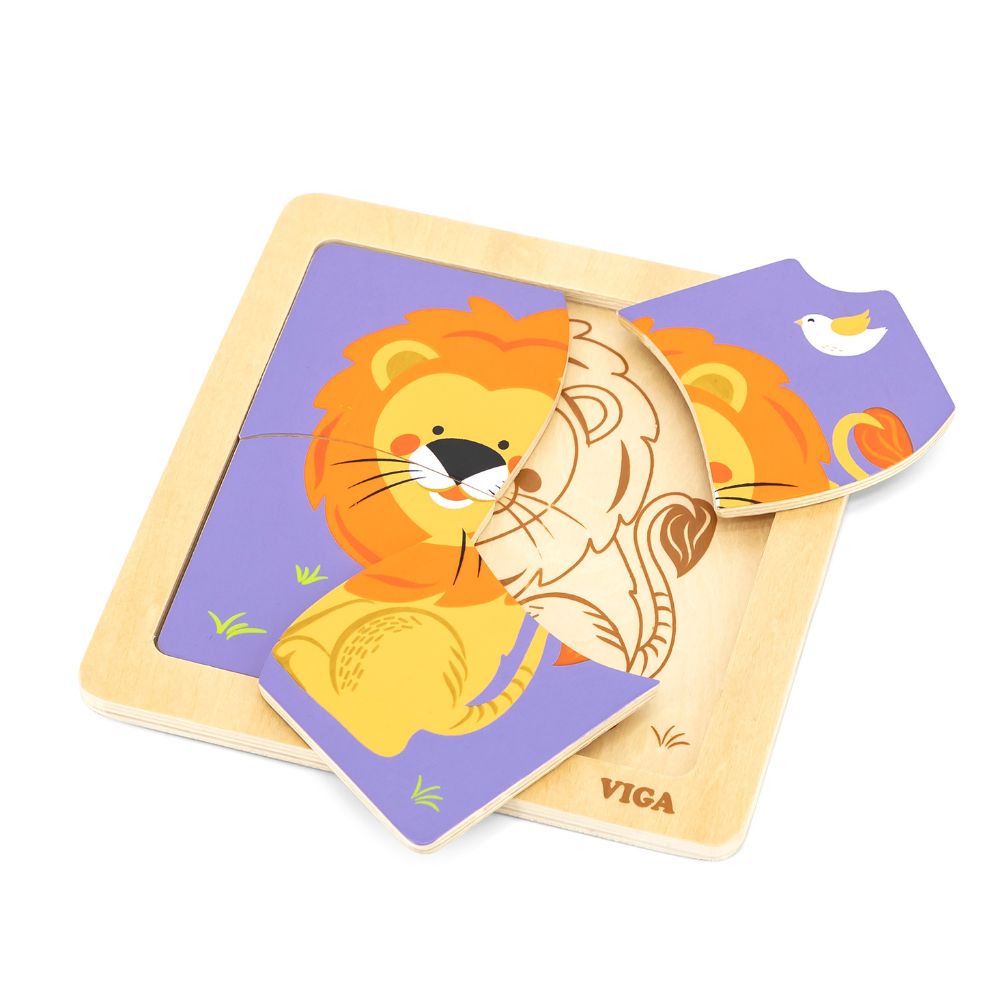 Puzzle 4 pièces - Lion - Eveil Montessori Maroc