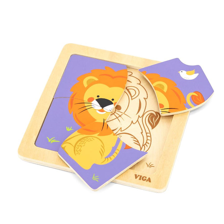 Puzzle 4 pièces - Lion - Eveil Montessori Maroc