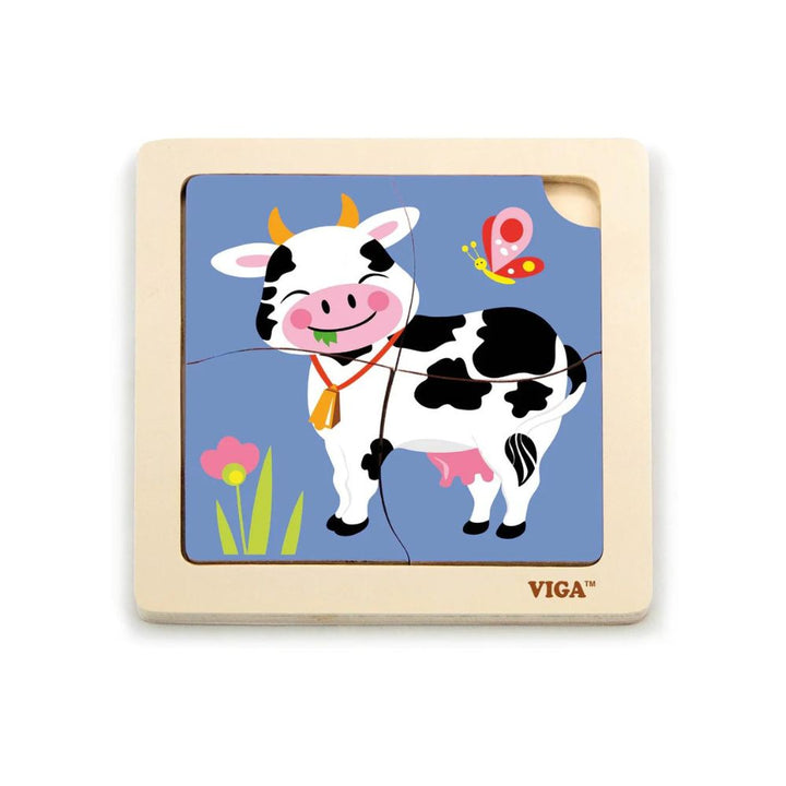 Puzzle 4 pièces - Vache - Eveil Montessori Maroc