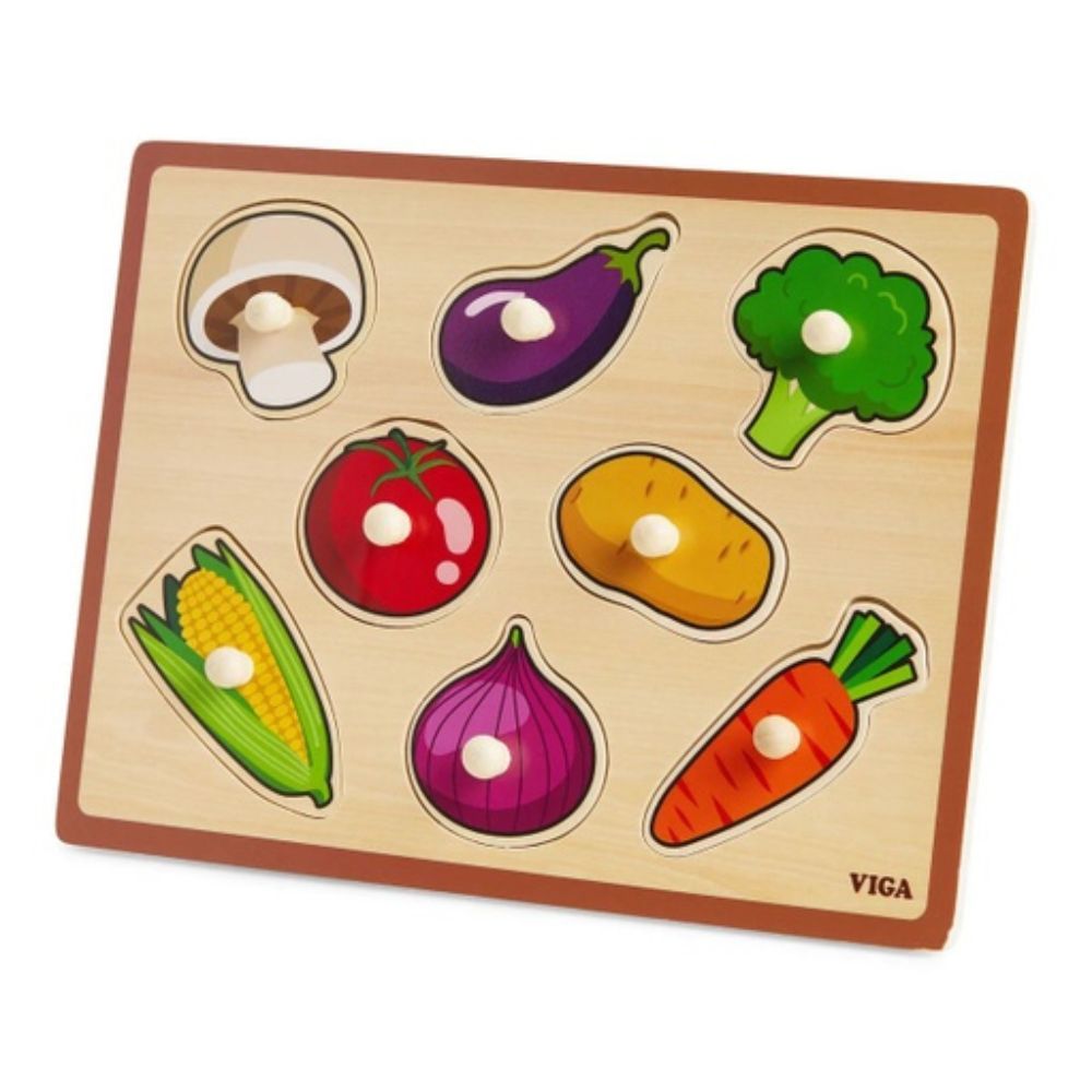 Puzzle à boutons 8 pièces - Les légumes - Eveil Montessori Maroc