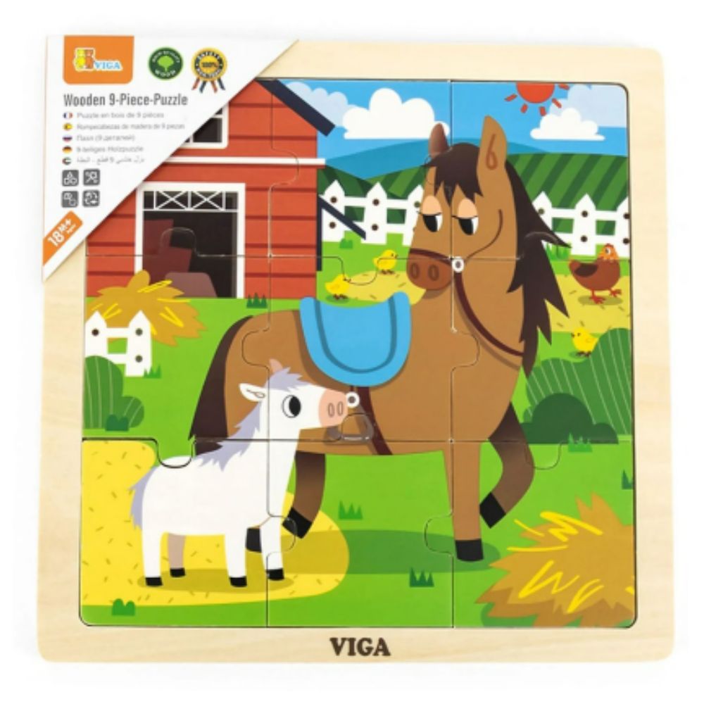 Puzzle 9 pièces - Cheval et son petit - Eveil Montessori Maroc