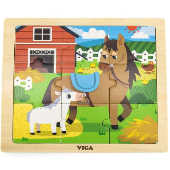 Puzzle 9 pièces - Cheval et son petit - Eveil Montessori Maroc