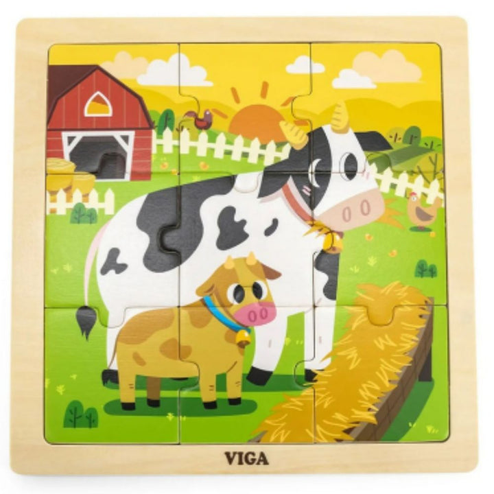 Puzzle 9 pièces - Vache et son petit - Eveil Montessori Maroc