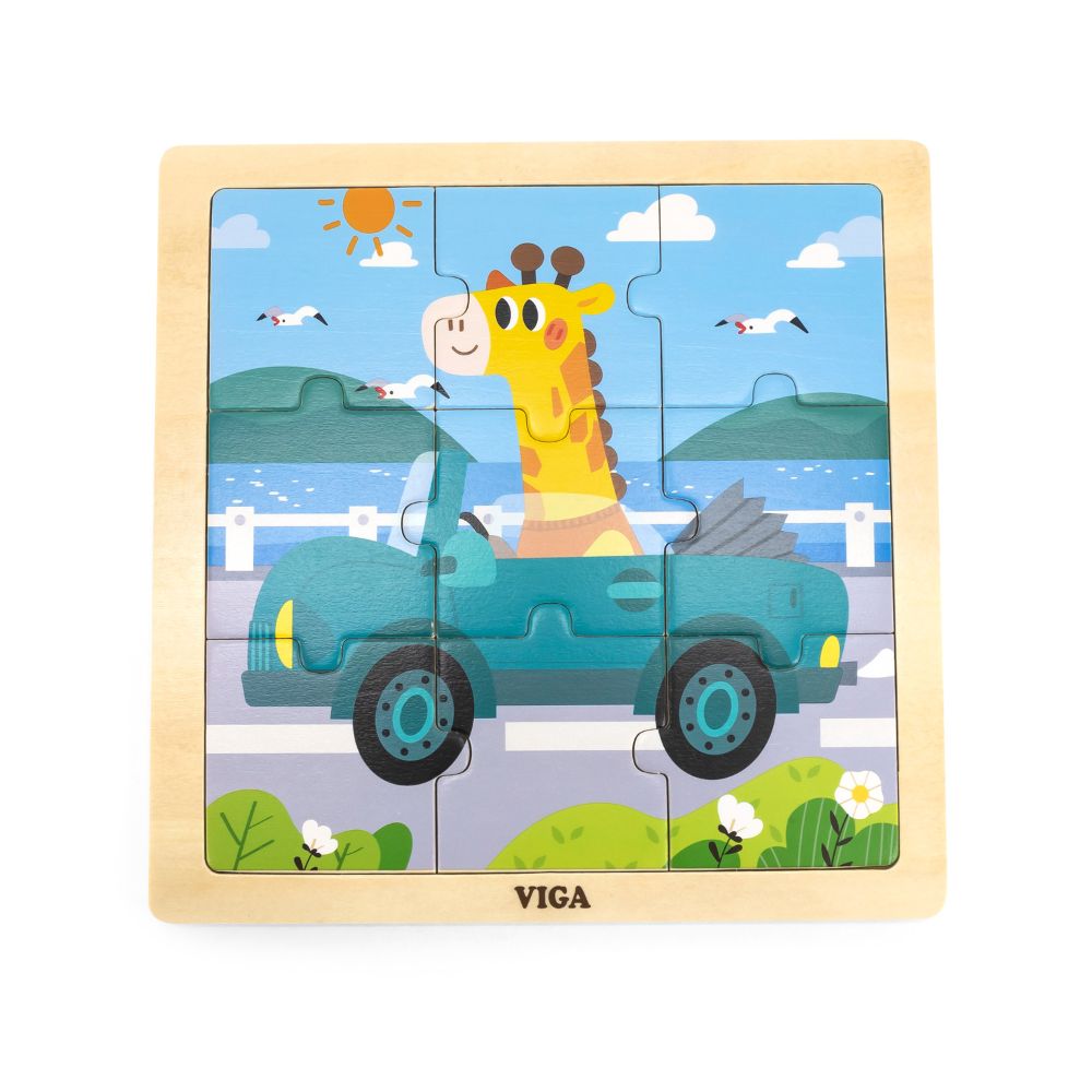 Puzzle 9 pièces en bois - Voiture - Eveil Montessori Maroc
