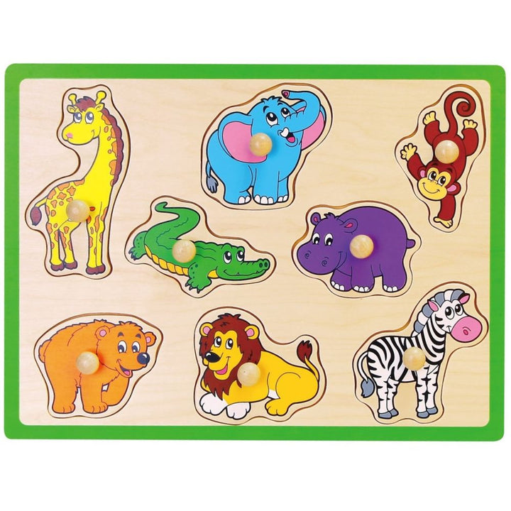 Puzzle à boutons - Les animaux sauvages - Eveil Montessori Maroc