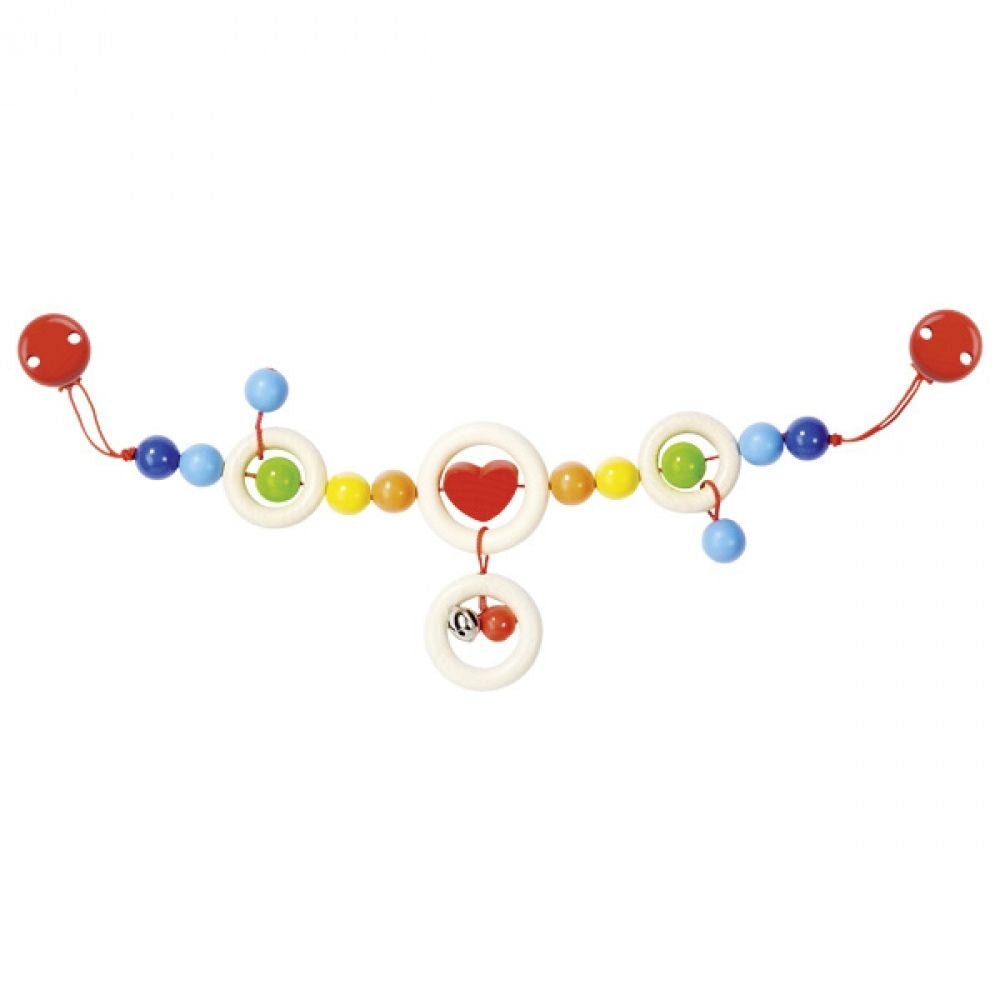 Grand hochet avec clips cœur à accrocher - Eveil Montessori Maroc