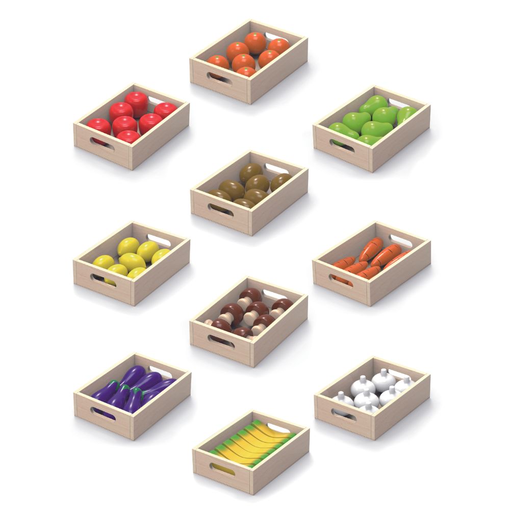 Set de 10 caisses de fruit et légumes - Eveil Montessori Maroc