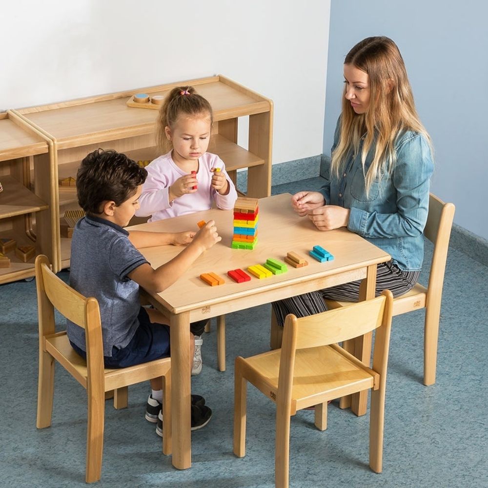 Table Carrée Elégance en bois pour enfant 60 x 60 cm - Taille C4 - Eveil Montessori Maroc