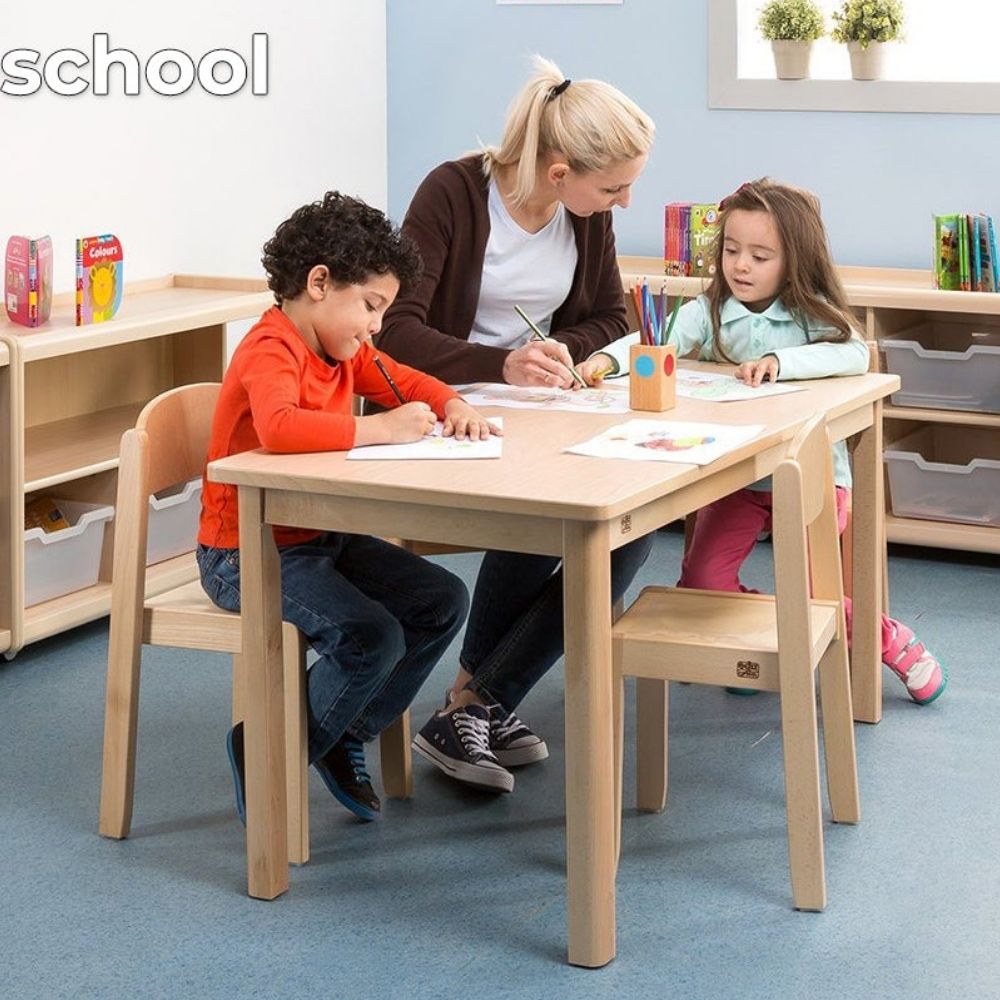 Table Carrée Elégance en bois pour enfant 60 x 60 cm - Taille C4 - Eveil Montessori Maroc