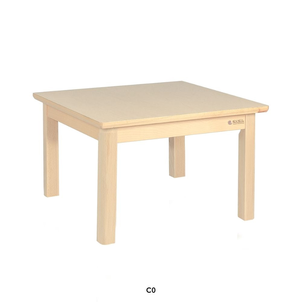 Table Carrée Elégance en bois pour enfant 60 x 60 cm - Taille C0 - Eveil Montessori Maroc