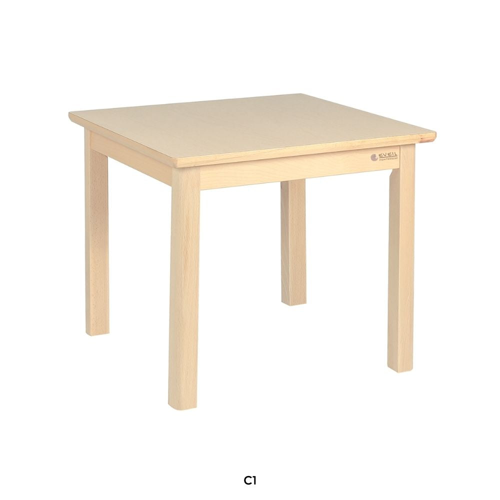 Table Carrée Elégance en bois pour enfant 60 x 60 cm - Taille C1 - Eveil Montessori Maroc