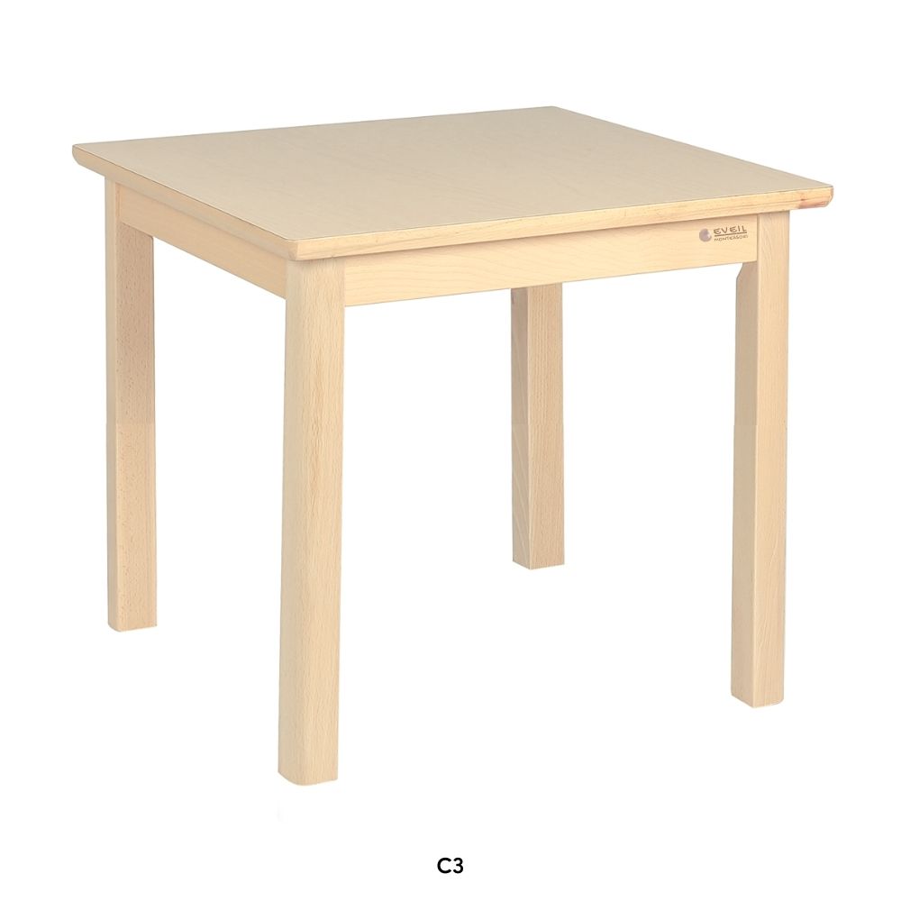 Table Carrée Elégance en bois pour enfant 60 x 60 cm - Taille C3 - Eveil Montessori Maroc