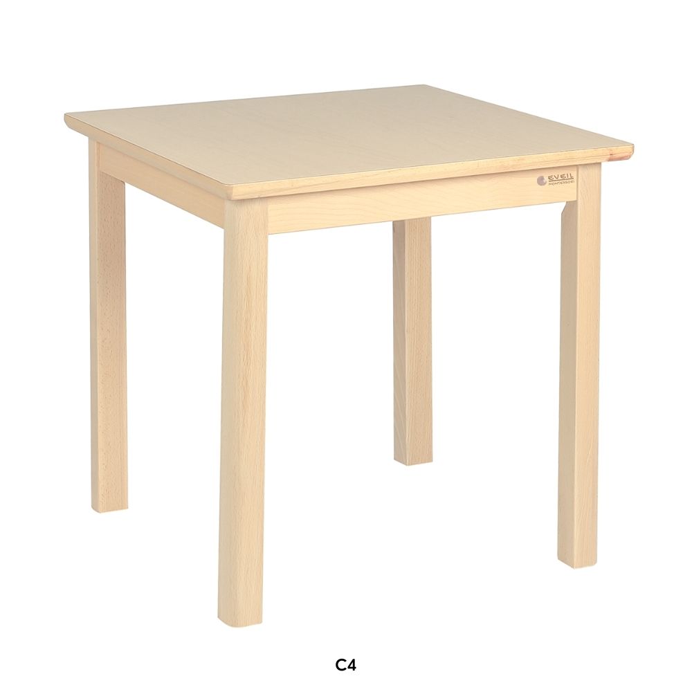 Table Carrée Elégance en bois pour enfant 60 x 60 cm - Taille C4 - Eveil Montessori Maroc