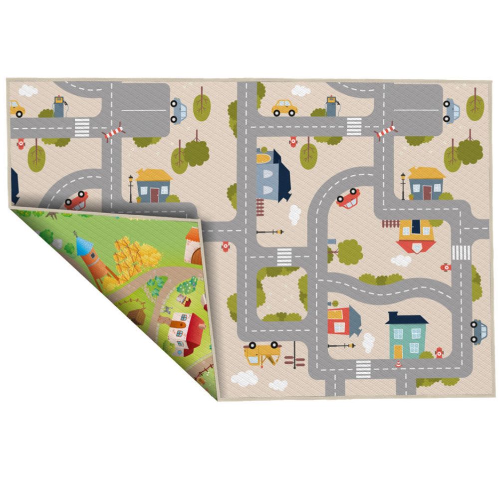 Tapis de jeu pour jeunes enfants - épais et confortable recto-verso - 150x100cm - Eveil Montessori Maroc