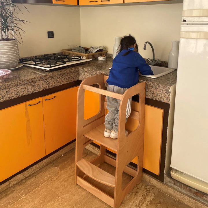 Tour d'observation Montessori Evolutive à 3 niveaux– En bois massif made in Morocco - Eveil Montessori Maroc