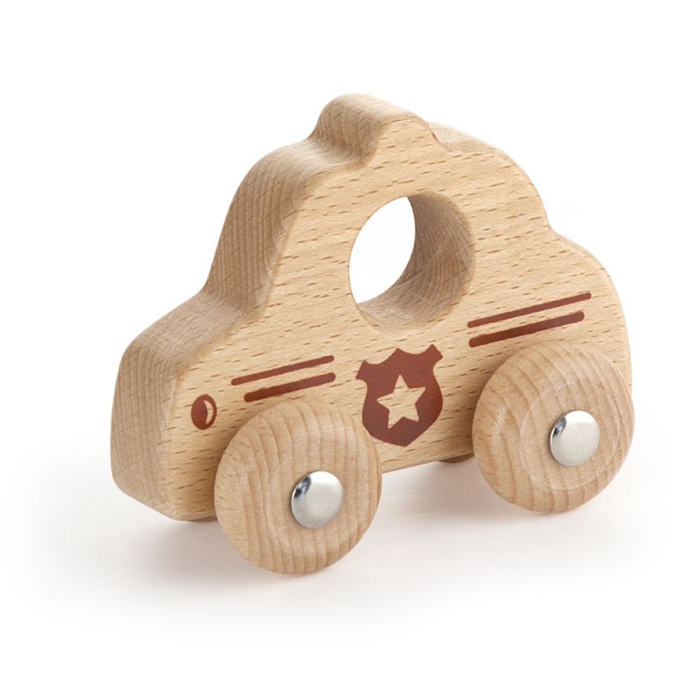 Voiture de police en bois - Eveil Montessori Maroc
