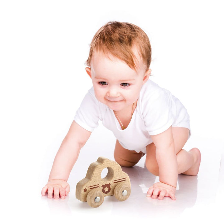 Voiture de police en bois - Eveil Montessori Maroc
