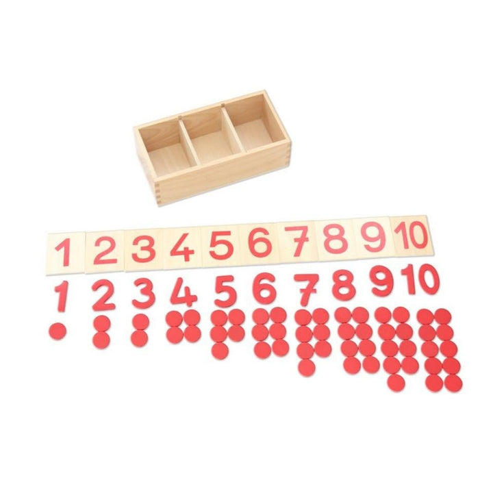 cartes, chiffres découpés et jetons - Eveil Montessori Maroc
