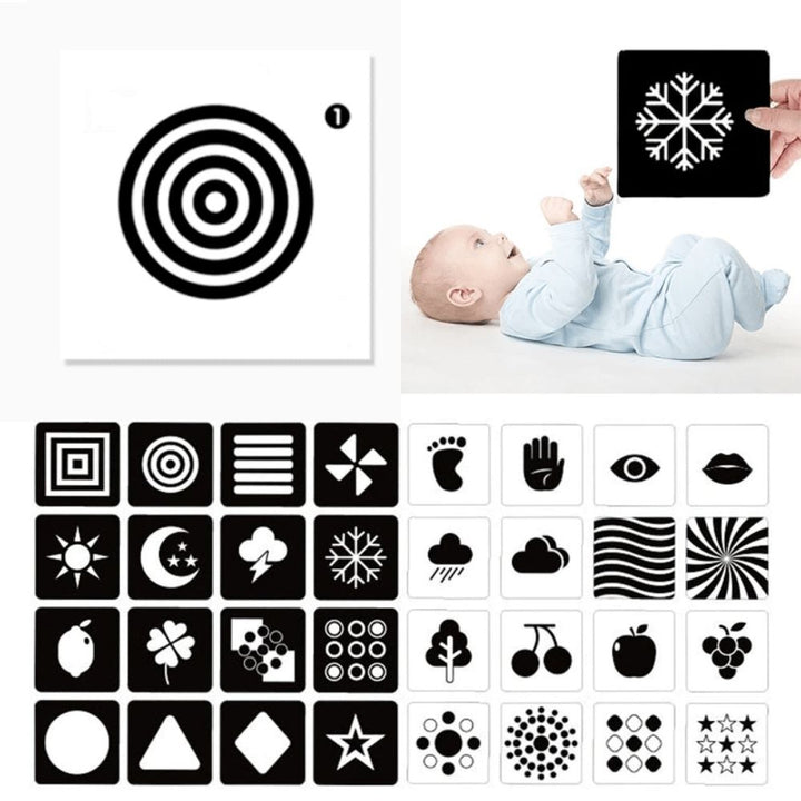 Cartes contrastées pour Bébé (0 à 12 mois) - Eveil Montessori Maroc