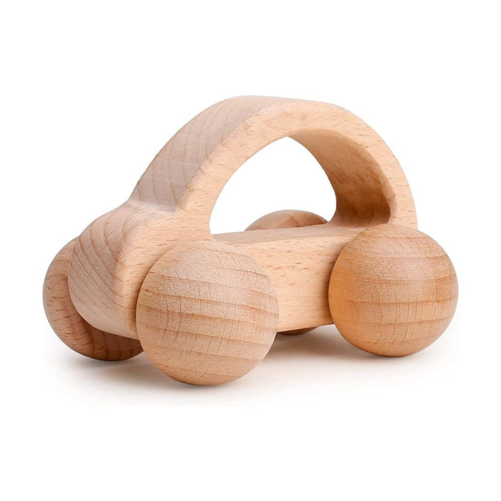 Hochet en bois hêtre en forme de voiture - Eveil Montessori Maroc