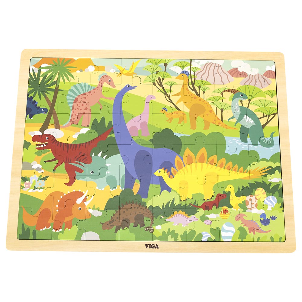 Puzzle en bois 48 pièces - Monde des dinosaures - Eveil Montessori Maroc