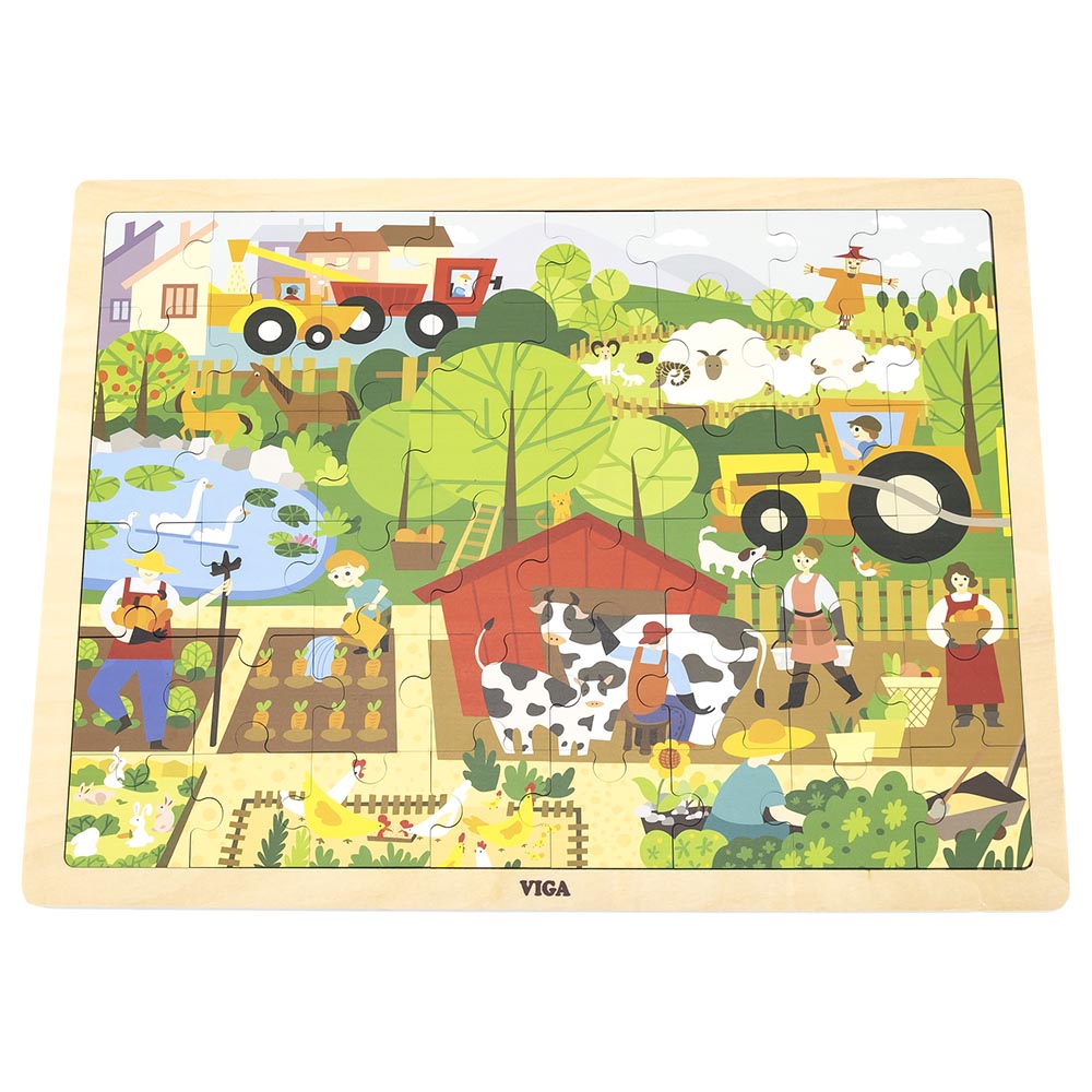 Puzzle de 48 pièces en bois - Ferme - Eveil Montessori Maroc