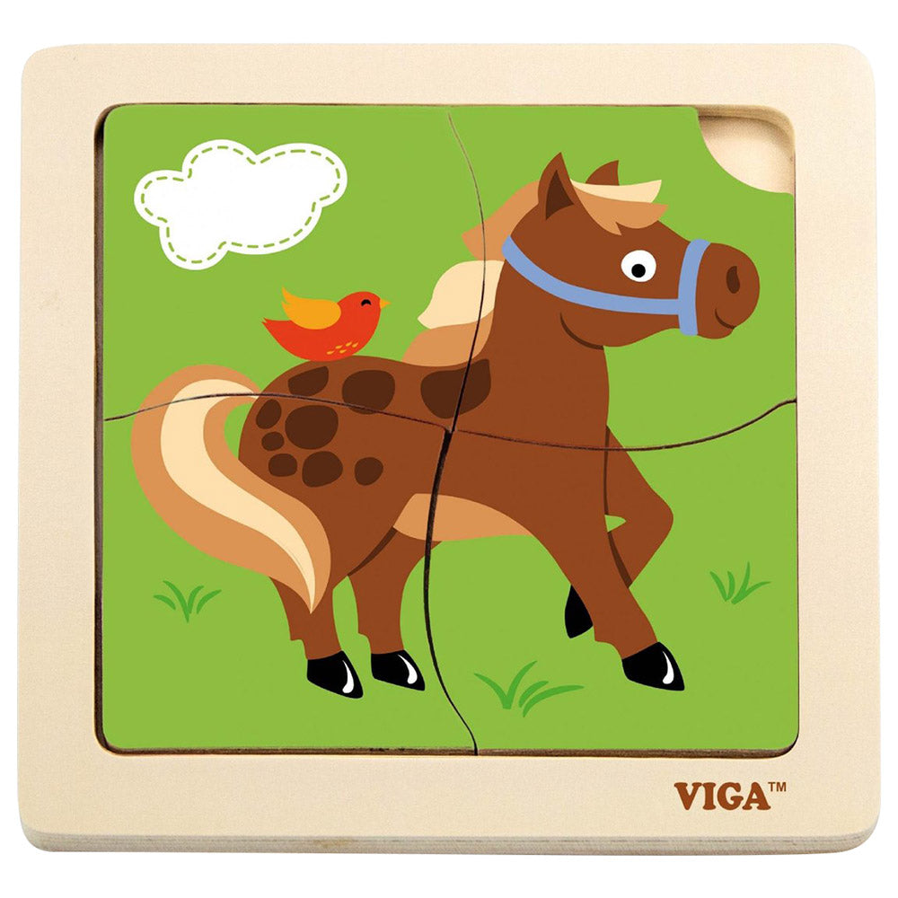 Puzzle 4 pièces - Cheval - Eveil Montessori Maroc