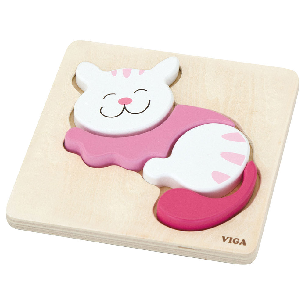 Mini puzzle en bois - Chat - Eveil Montessori Maroc