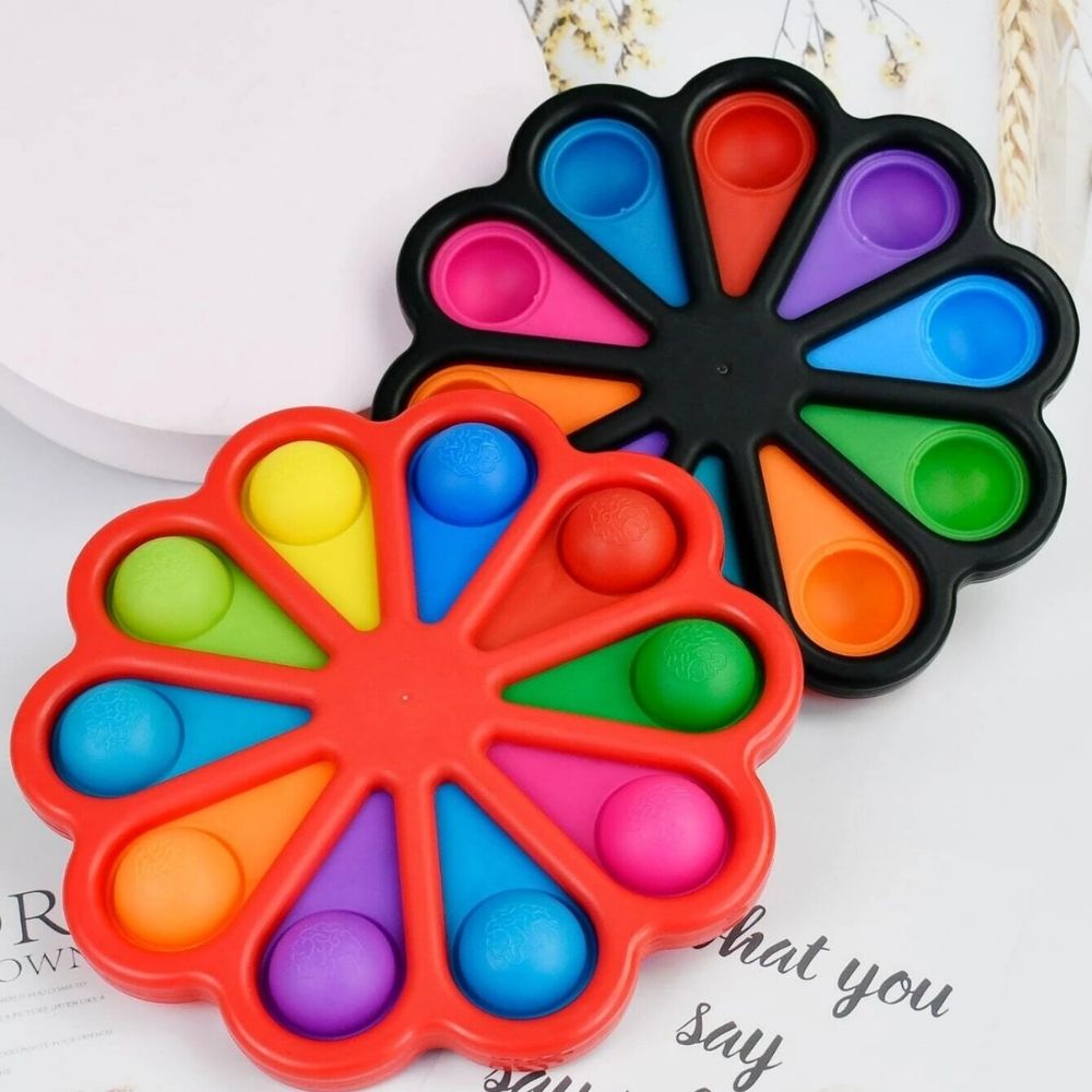 POP IT Haut de gamme– Fleur – Blanc - Bleu - Orange – Fidget toys - Eveil Montessori Maroc