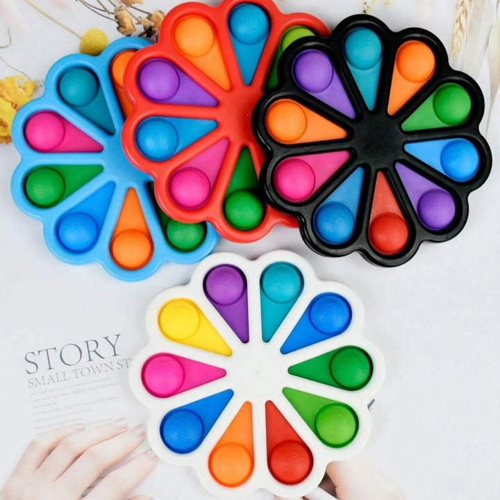POP IT Haut de gamme– Fleur – Blanc - Bleu - Orange – Fidget toys - Eveil Montessori Maroc
