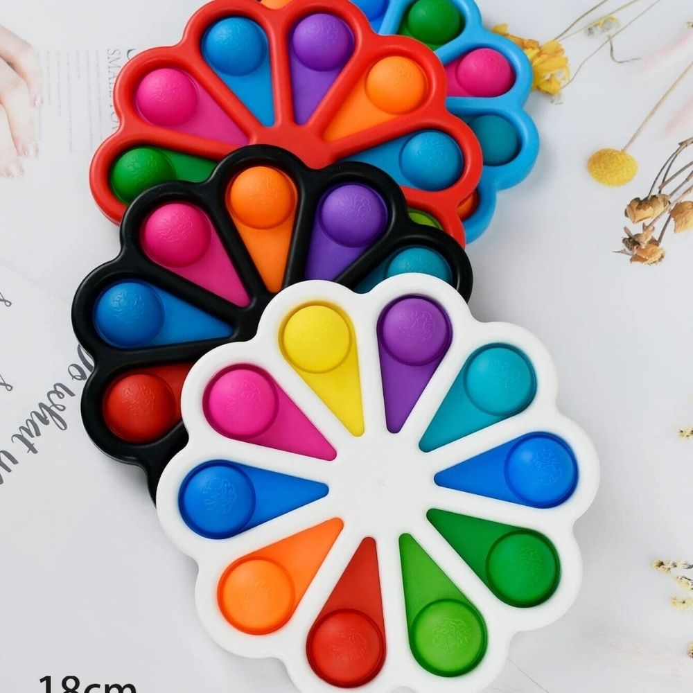 POP IT Haut de gamme– Fleur – Blanc - Bleu - Orange – Fidget toys - Eveil Montessori Maroc